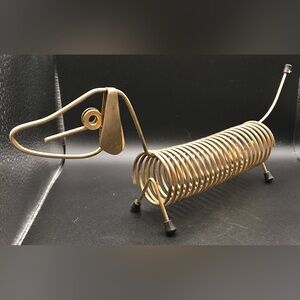 Vintage Brass wired Dog for mail letters, Etc. About a Foot long.